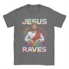 Футболка для мужчин Jesus Raves DJ Rave Techno EDM  Забавная футболка 100% хлопок С круглым вырезом Короткий рукав Летняя одежда