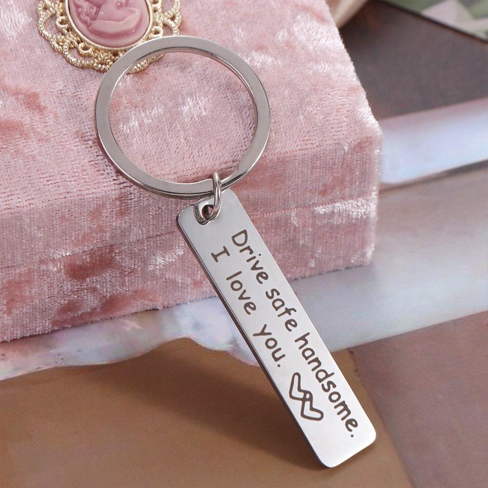 Stainless Steel Drive Safe Keychain Letter Keychain Gifts for Valentines Day