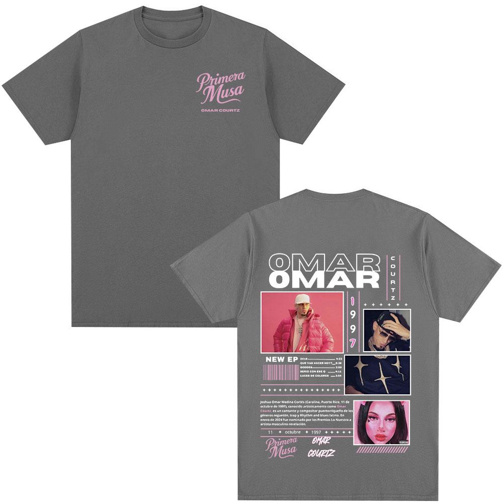 2025 Summer Omar Courtz Primera Musa Album Tour Merch 100 Pure Cotton Printed Tshirt Men Hip Hop Fashion Casual Short Sleeve
