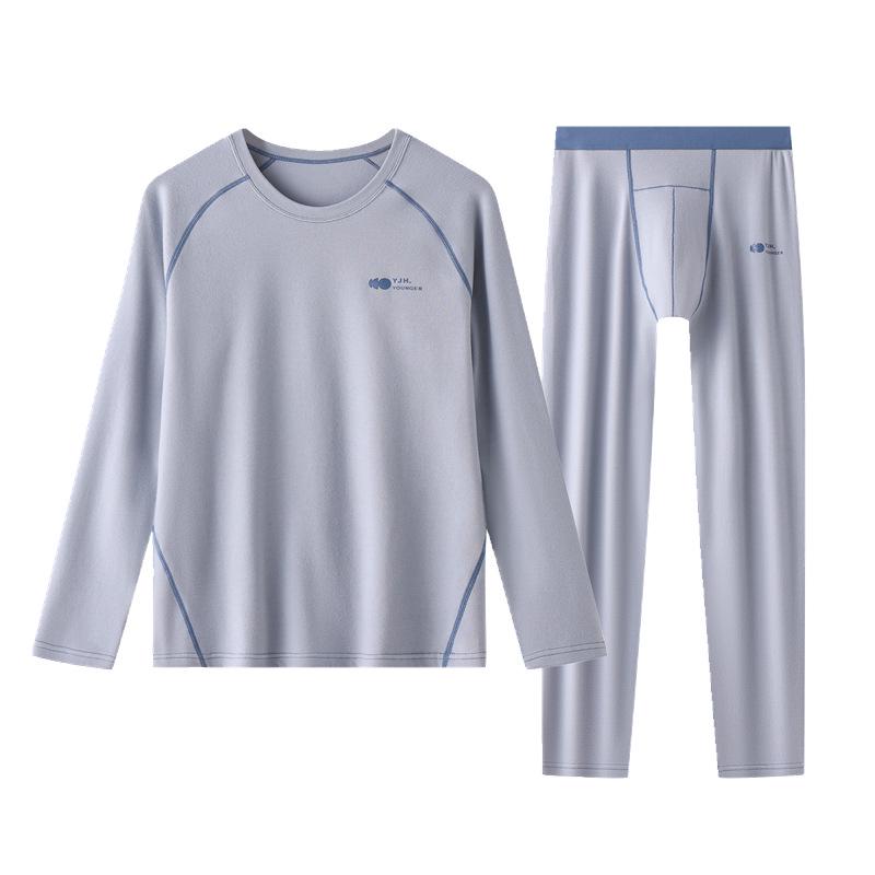 Мужской термобелье - Молодежный антибактериальный хлопково-шерстяной свитер и брюки для осени/зимы