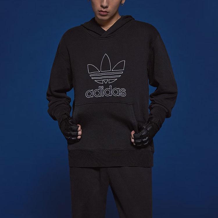 adidas Толстовка с капюшоном Adicolor Outline Trefoil черная мужская уличная одежда IU2373