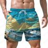 Sea Wave Pattern 3D Print Men's Shorts Quick Dry Swim Shorts Casual Beach Pants Oversized Sports Shorts Trend Men Clothing