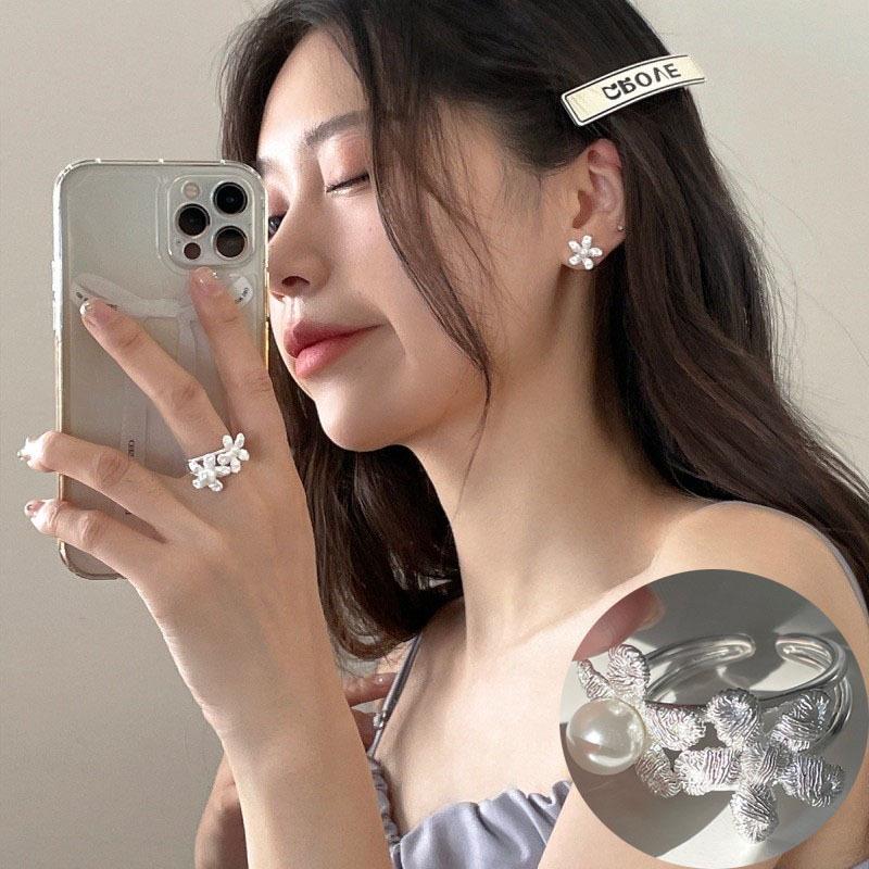 Винтажное посеребренное кольцо из серебра 925 пробы с жемчугом, открытое, для женщин