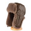 Vintage Leather Ear-Protective Winter Hat Unisex Thick Warm Fleece Lined Motorcycle Windproof Beanie