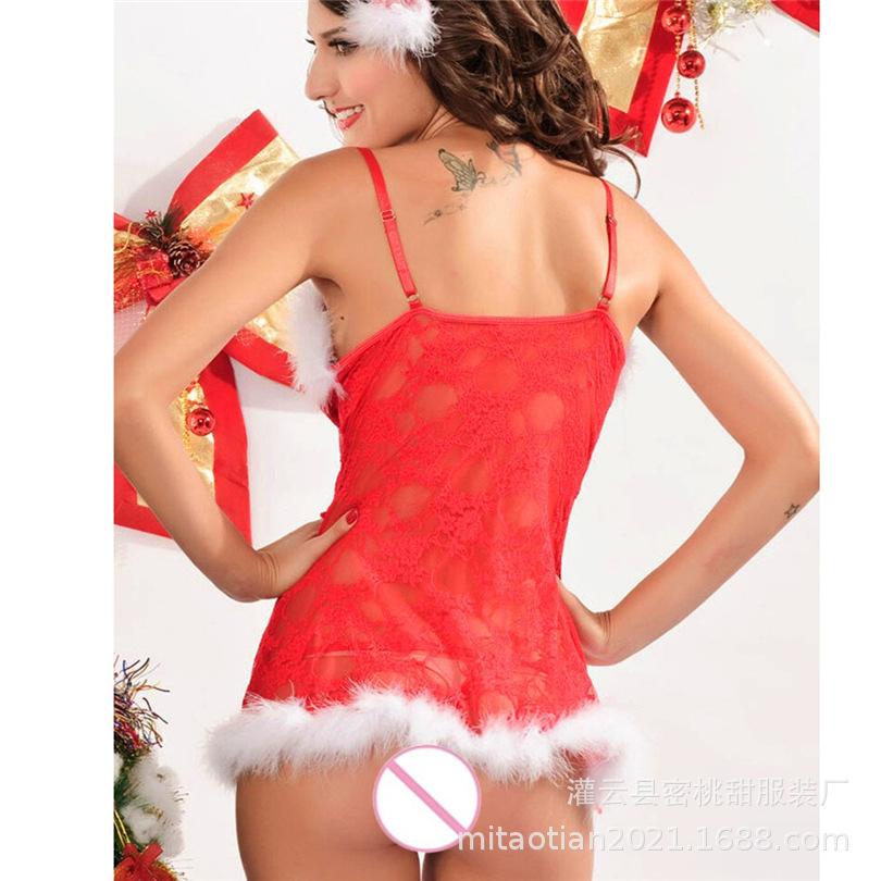 Sexy European & American Strappy See-Through Christmas Nightgown