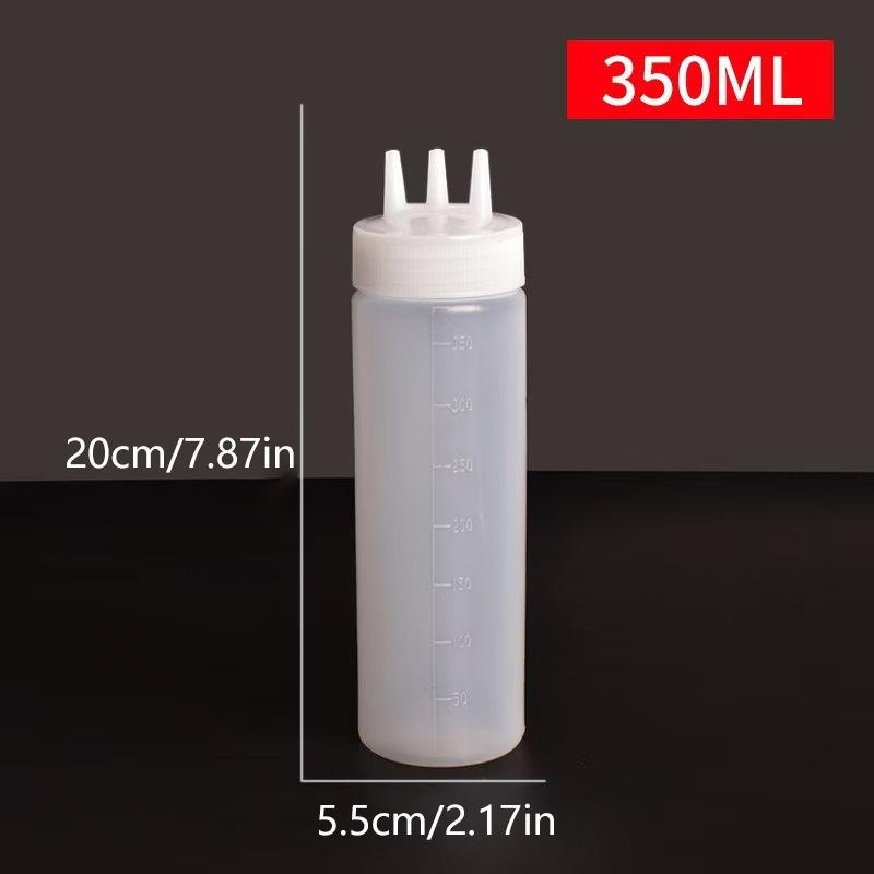 3 Holes Sauce Squeeze Sauce Bottles Condiment Dispenser With Lids Oil Bottle Kitchen Tool Seasoning Mustard Salad Storage Jar