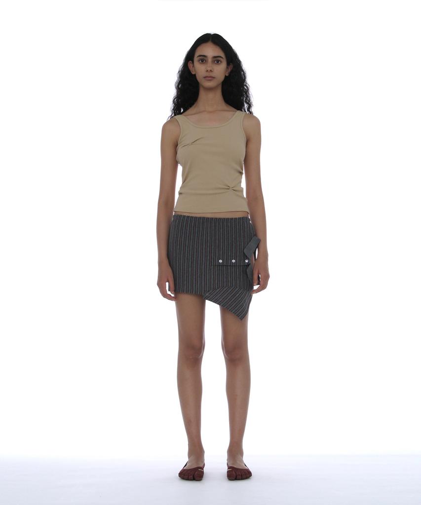 Partimento Woman Reworked Polo Mini Skirt_Charcoal Stripe