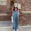 Korean Loose Fit Women's Denim Overalls - New 2024 Casual Retro Hong Kong Style