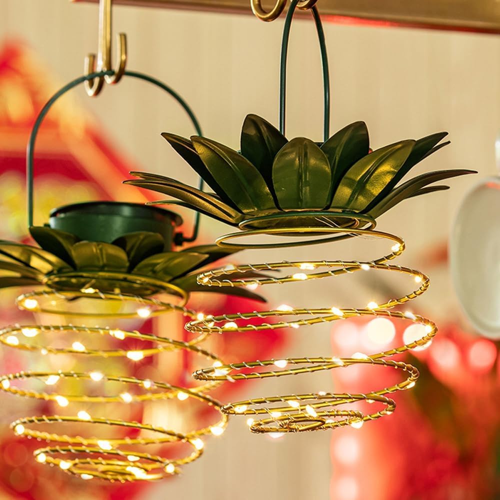 60 светодиодов Солнечный Ананас Уличный Подвесной Фонарь Светильники Водонепроницаемый Медный Провод Сказочный Светильник Для Вечеринки