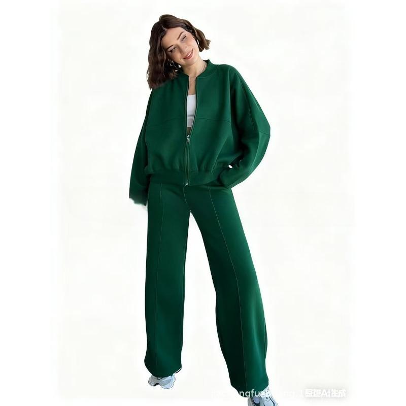 VEZFAA Женская мода повседневная весна осень однотонный принт длинный рукав О-образный вырез брюки брюки костюмы