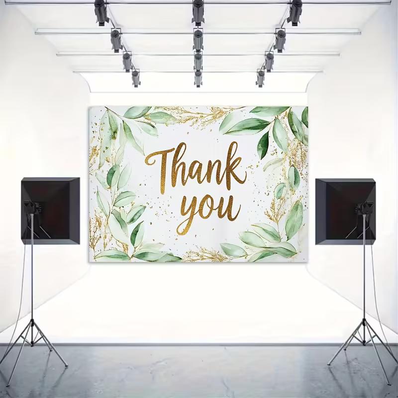 2D Greenery Thank You Backdrop Wedding & Bridal Shower Photography Background