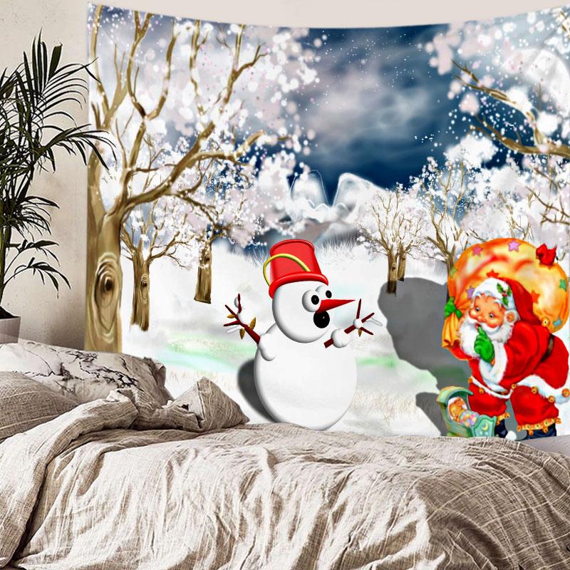 Домашний декор Веселый рождественский Санта узор Печатный гобелен Рождественская елка Гобелен Декор для гостиной и спальни Фон Ткань