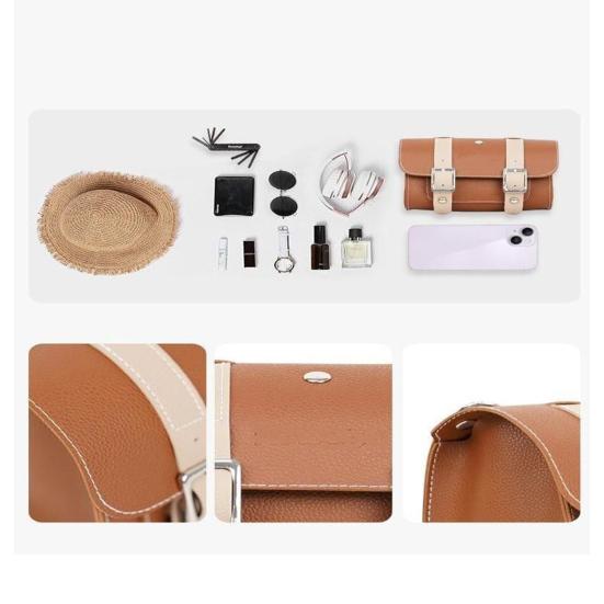 Винтажная сумка из искусственной кожи для велосипеда, водонепроницаемая, большая вместимость, универсальная, для горного велосипеда, для верхней трубы, передней рамы, руля, седла, сумка для хранения