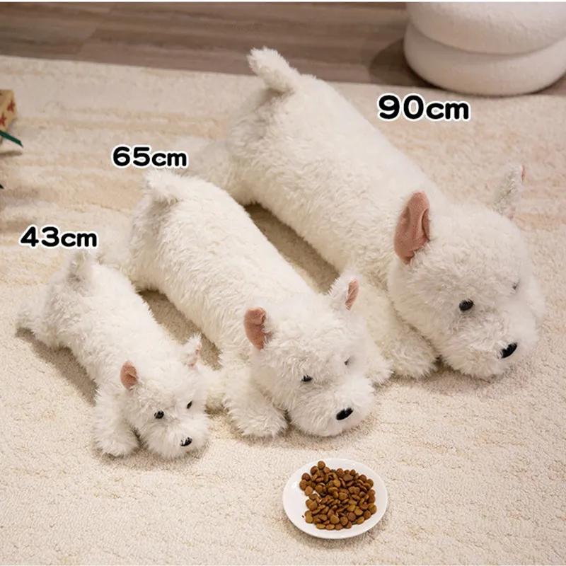 43cm Cute Fluffy Highland Dog Plush Toy White Terrier Plushie Soft Stuffed Puppy Animal Doll Pillow Kids Girls Birthday Gifts