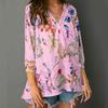 2023 Casual Bohemian Flower Print Shirt Fashion Tops Lady Elegant Loose Long Sleeve V-neck Shirt All-match Womens Clothes 24917