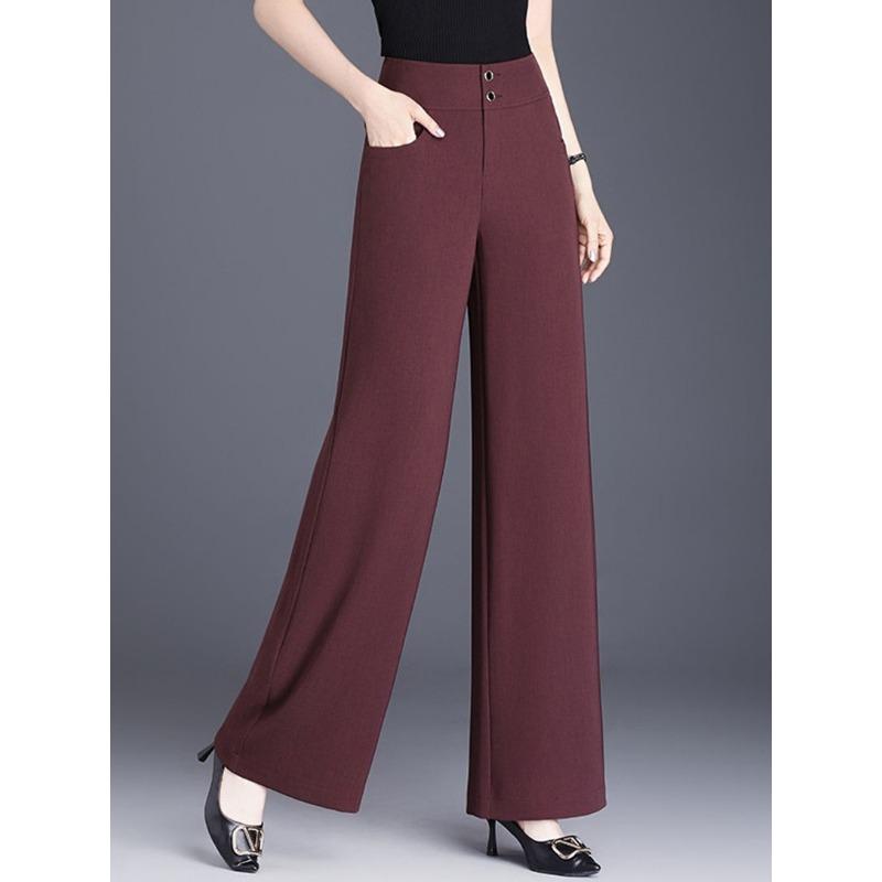 Брюки прямого кроя из ледяного шелка, повседневные брюки широкого кроя, летние брюки-костюм длиной до щиколотки, тонкий стиль, чтобы вы выглядели стройнее