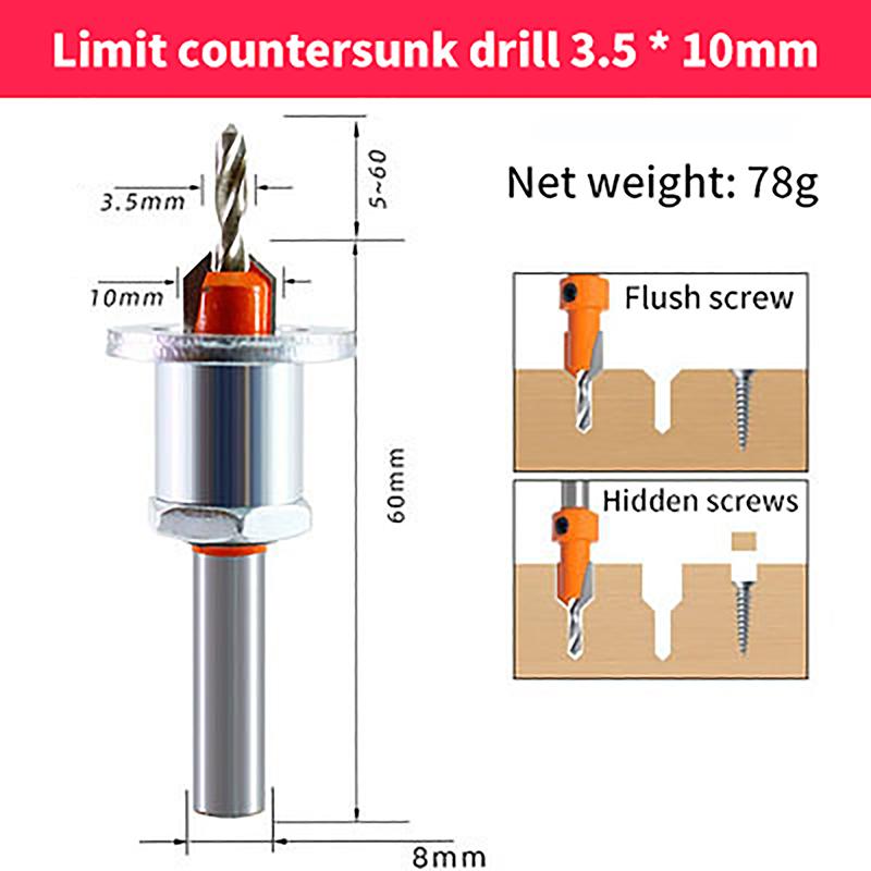 Регулируемая зенковка для деревообрабатывающего фрезера Ограничитель сердечника Сверла из сплава Сверление по дереву Фреза Винт