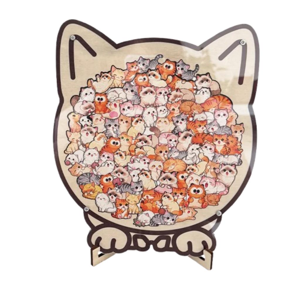 Кошка, сжигающая мозг, деревянная головоломка, животная головоломка, собака, кошка-образная jigsaw, цветной маленький медведь, уникальная нерегулярная головоломка