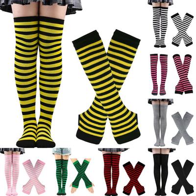 Зимние носки, комплект перчаток, в полоску, сохраняют тепло, стандартная посадка, однотонные высокие носки, комплект с рукавами для повседневной носки