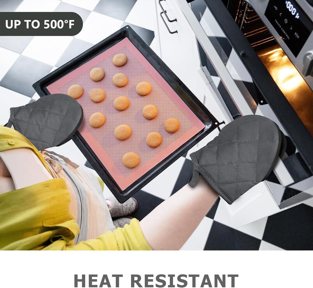 1 пара коротких прихваток - силиконовые кухонные перчатки для духовки, термостойкие, для барбекю, выпечки, готовки и гриля