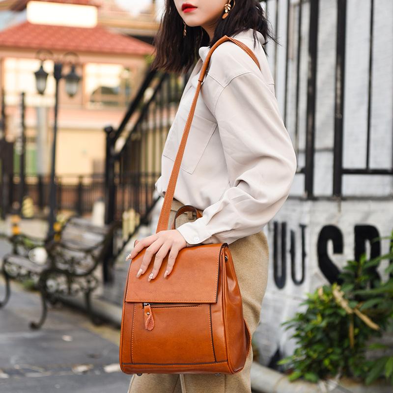 Genuine Leather Women's Backpack Fashion Large Capacity Travel Backpack Women's Leather Bag