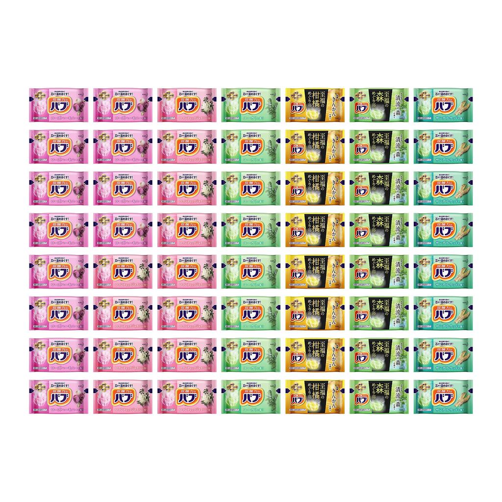 Babu 6 Types of Scent Selection Medicated 56 Carbonated Bath Salts Assortment [Large Capacity] Box, Tablets, [Quasi-drug]