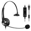 Гарнитура USB One Ear с микрофоном с шумоподавлением и управлением звуком, наушники для ПК, подходящие для удаленного вызова через Интернет, удаленной работы, четкого разговора