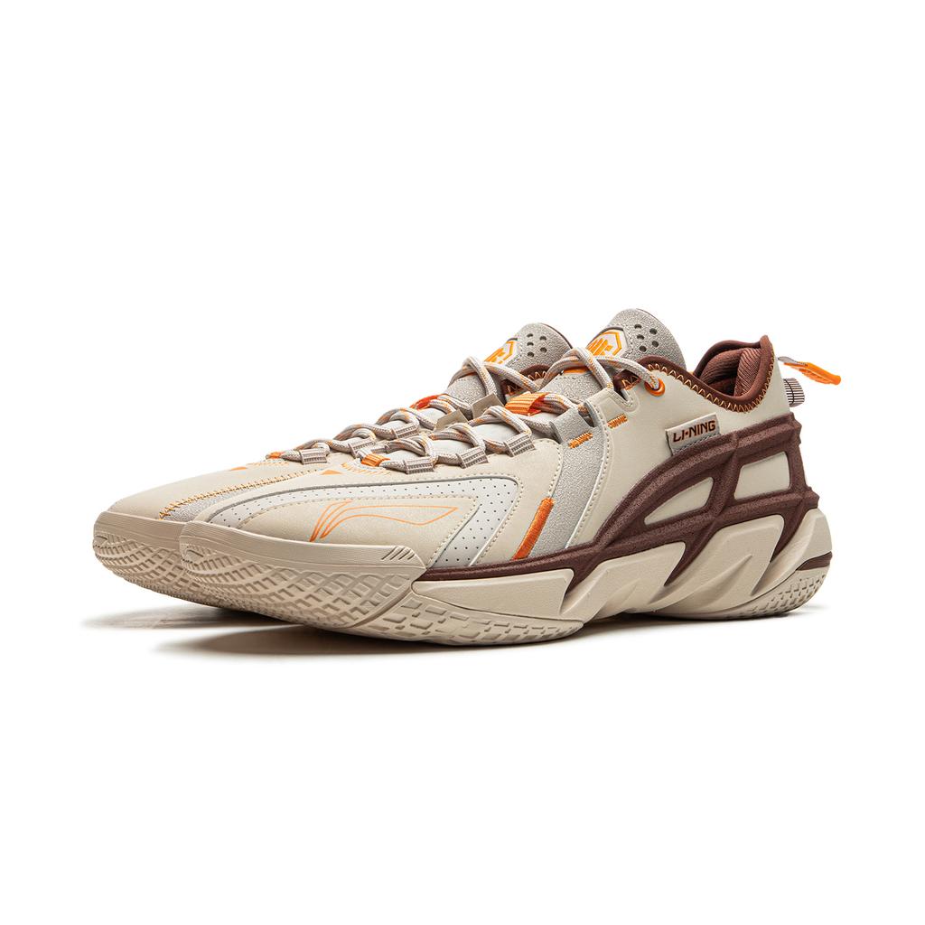 Li Ning BadFive 4.5 Амортизирующие Скользкие Износостойкие Низкие Баскетбольные Кроссовки Мужские Бежево-Кофейные ABFU049-4