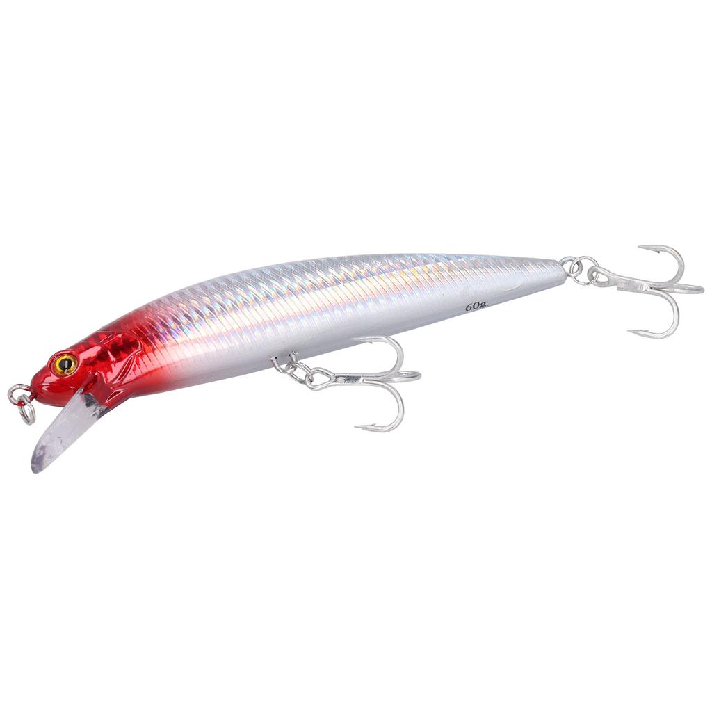 Sea Fishing Sinking Lure 60g Stainless Steel Plastic Artificial Simulation Eye Bait Accessory Red