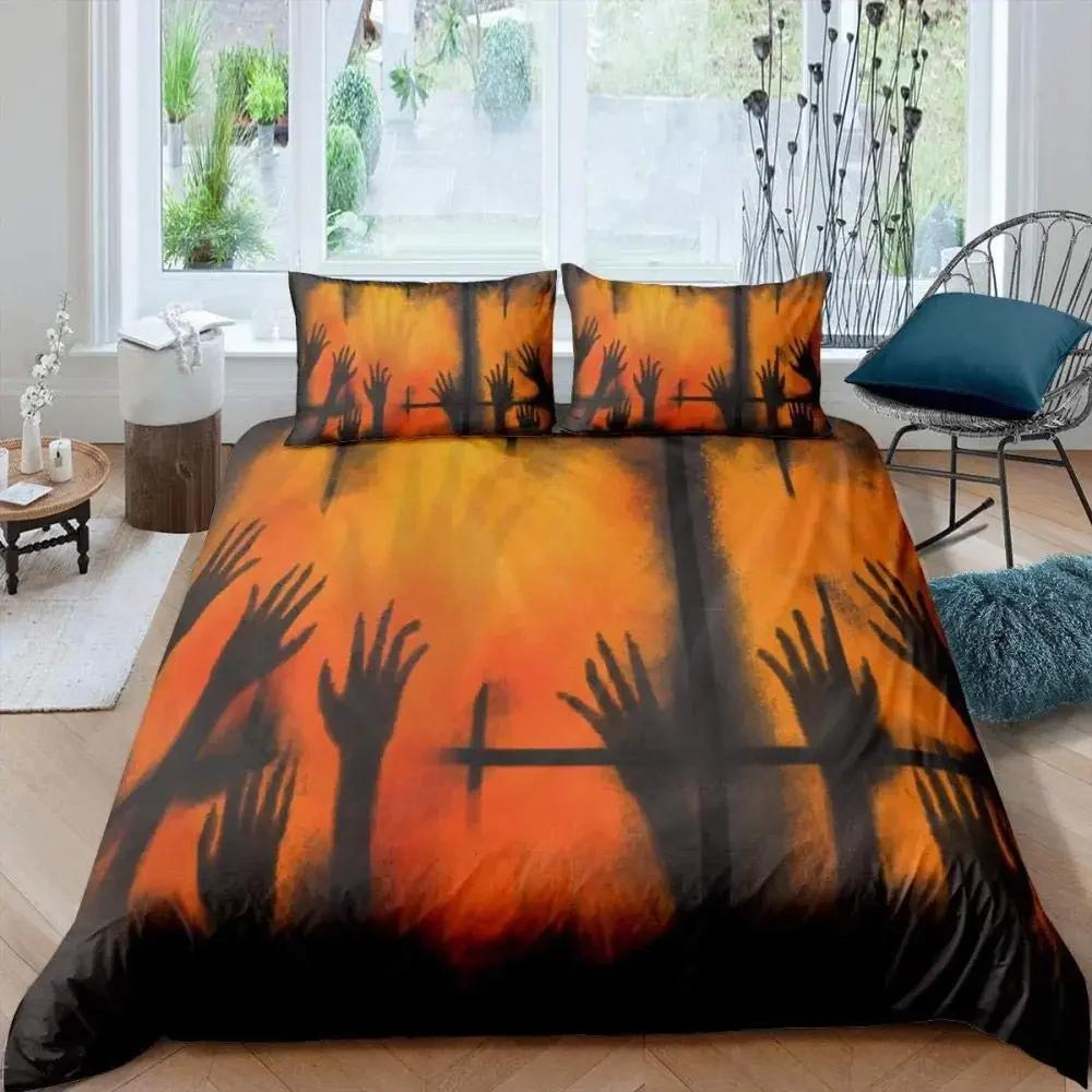 Комплект постельного белья «Halloween Tree» Queen King Horror Theme, пододеяльник, готический жуткий двойной пододеяльник, ветки, серый пододеяльник