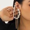 Accessories, Temperament Business Metal Earrings, Creative Imitation Pearl Chain Fringed Earrings, Earbone Clips for Women