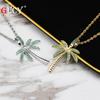 Coconut Tree Iced Out Cubic Zircon Pendant& Necklace Gold Silver Color Plated Hip Hop Men's Jewelry