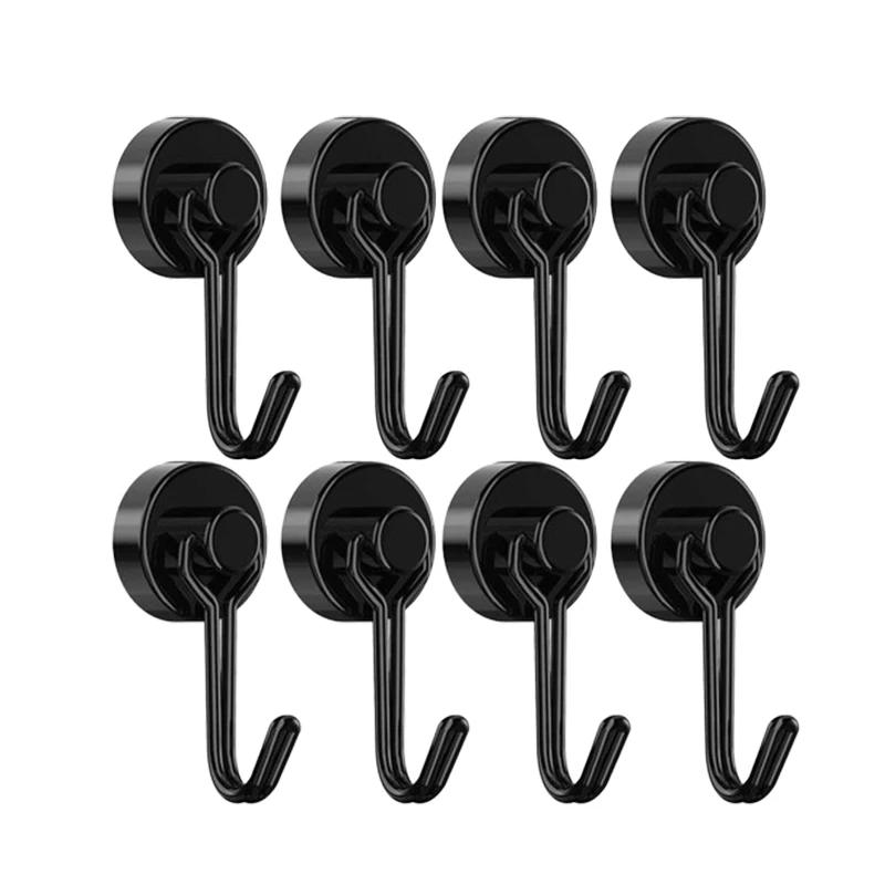 2/4/8 шт. магнитные крючки сверхпрочные магниты крючок 30 фунтов сильный неодимовый магнит с поворотными крючками для домашнего кухонного холодильника