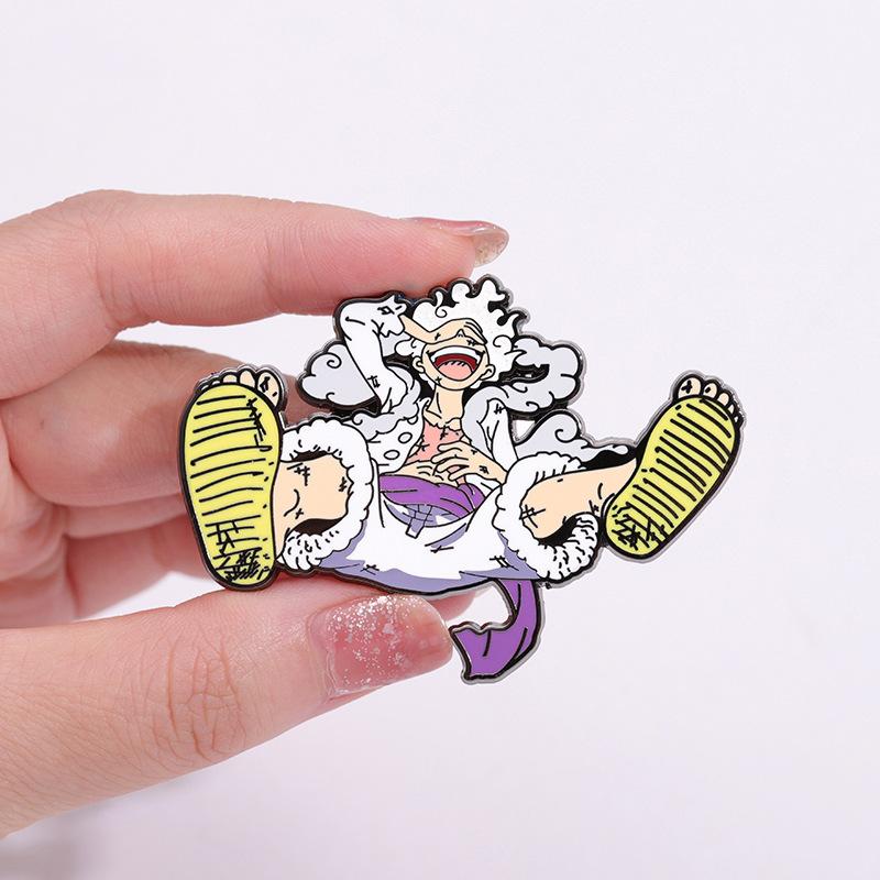 New  Japanese Anime One Piece Monkey D Luffy Nika Form Metal Brooch Gift Anime Merchandise