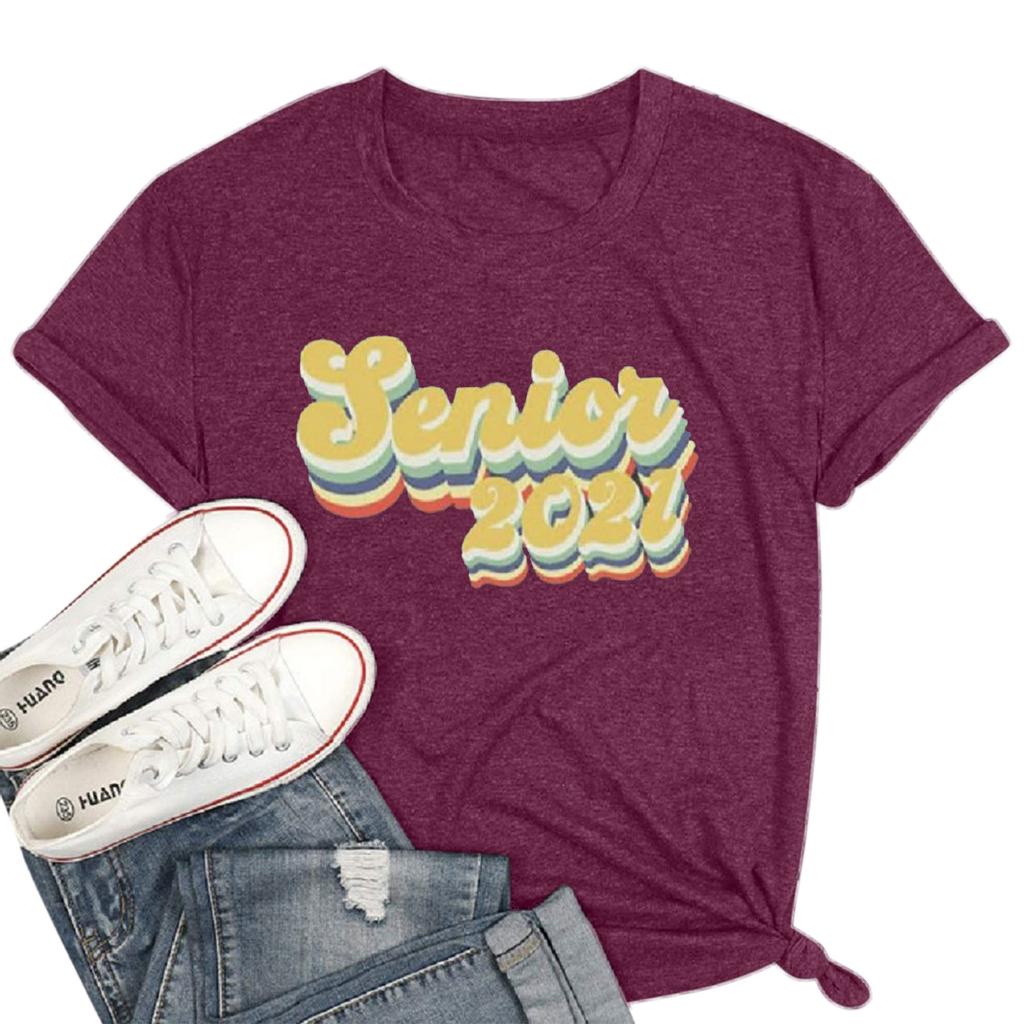 Women Casual Letters Print Shirt Short Sleeve Tee Tops Tunic