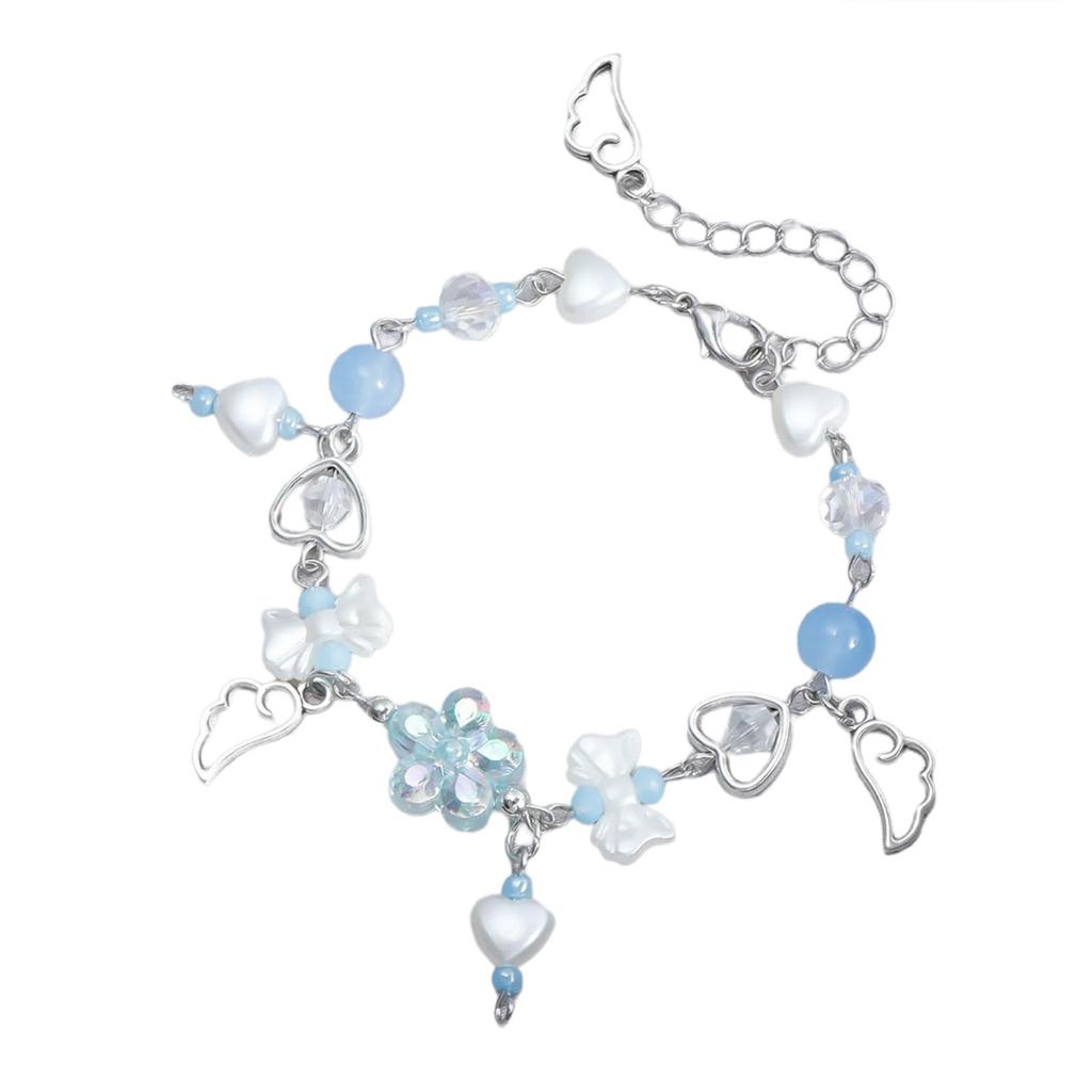 Acrylic Heart Bowknot Bracelets for Women Aesthetic Tassels Handchain Stylish Wristband Jewelry for Fashion Individuals