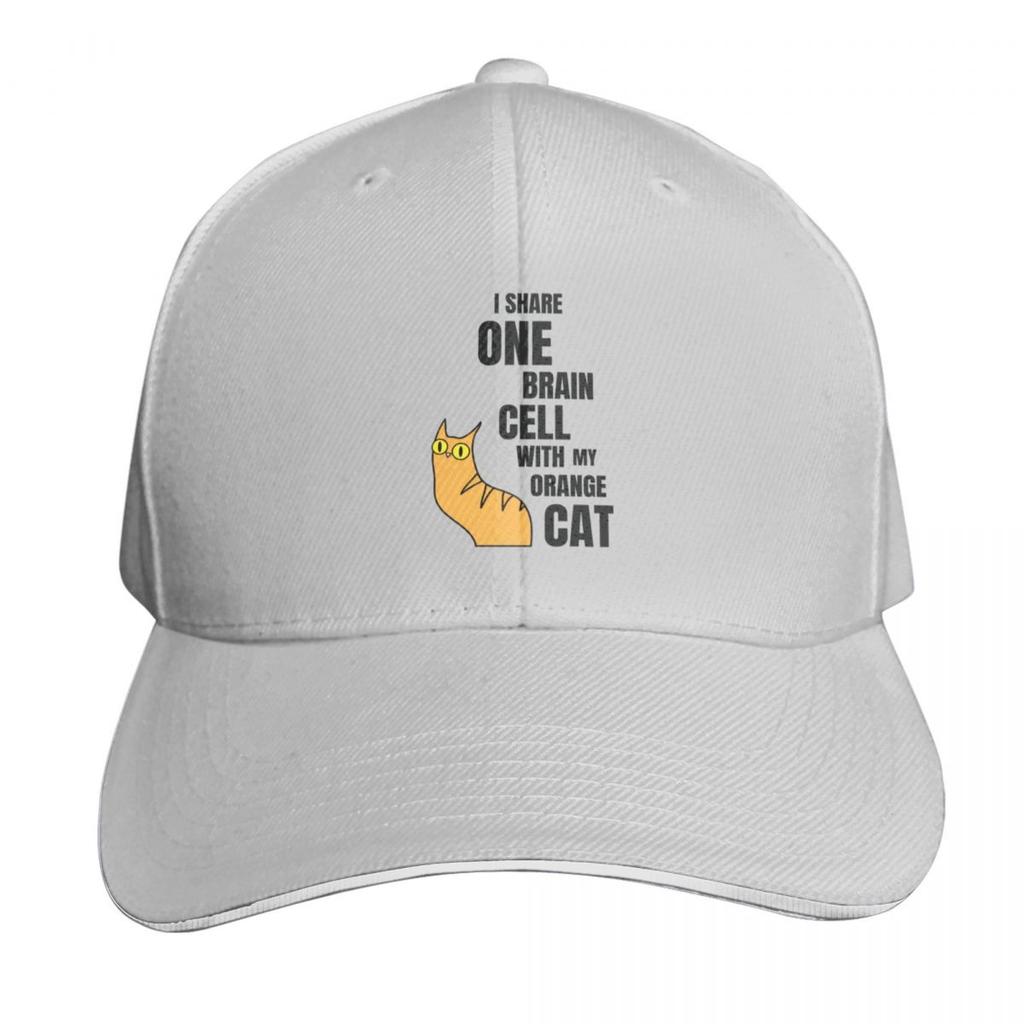 I Share One Brain Cell With My Orange Cat Funny orange tabby cat Baseball Cap New In Hat Hat Unisex Caps For Women Unisexs