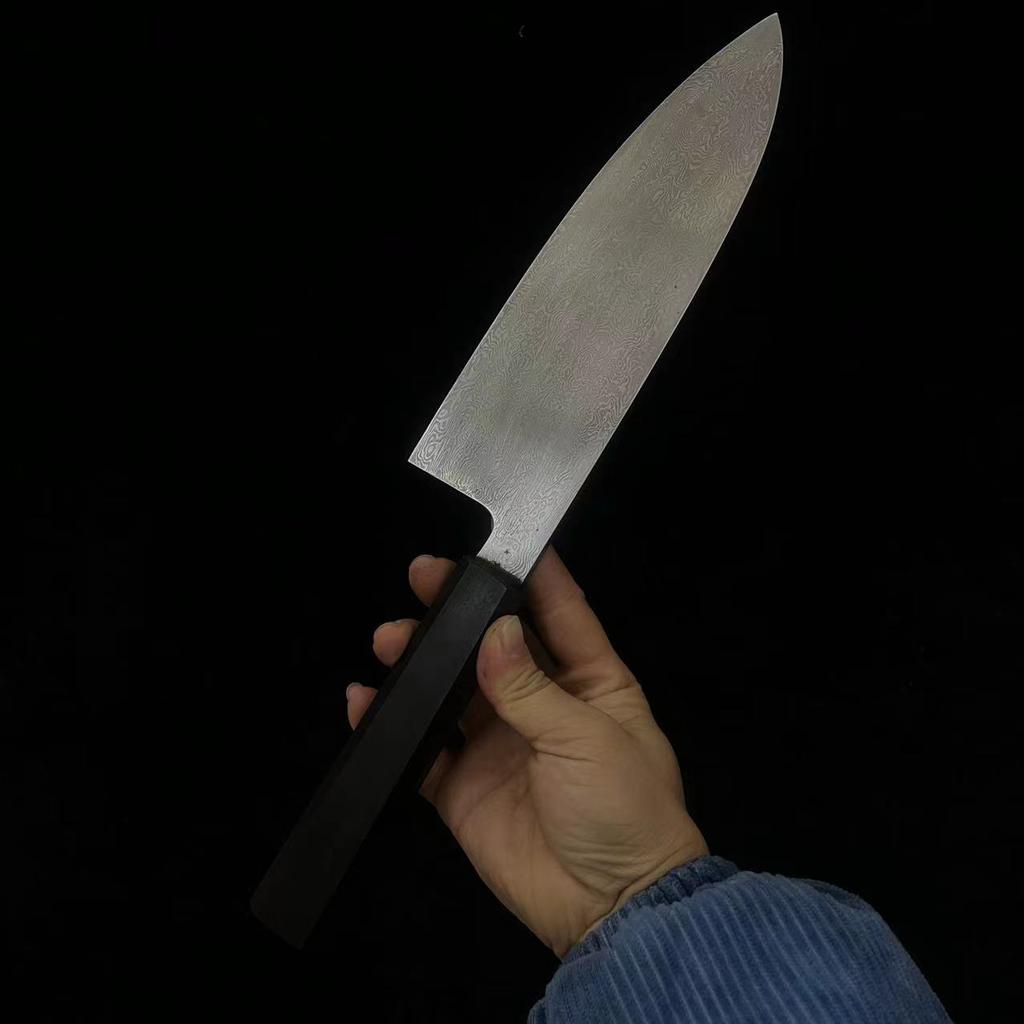 7-дюймовый нож Деба Одностороннее лезвие Ручная работа Дамасская сталь Бритвенно-острый Тесак Для нарезки сашими Суши Кухонные ножи С чехлом