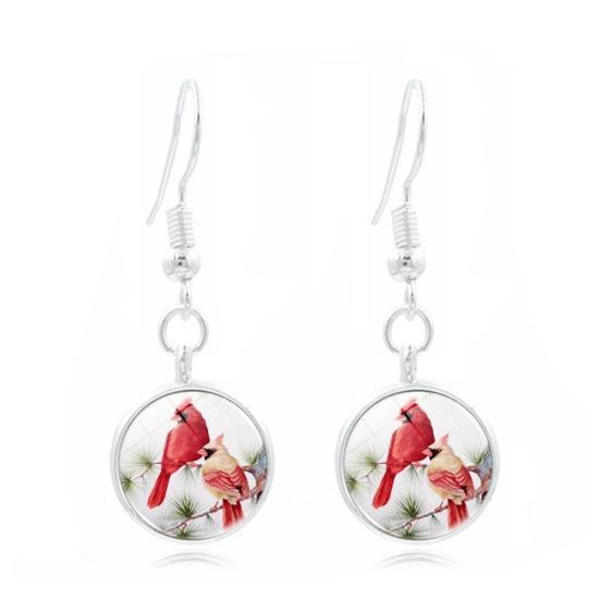 3шт/набор кардинал птица стеклянный кабошон кулон женщин ожерелье браслет серьги