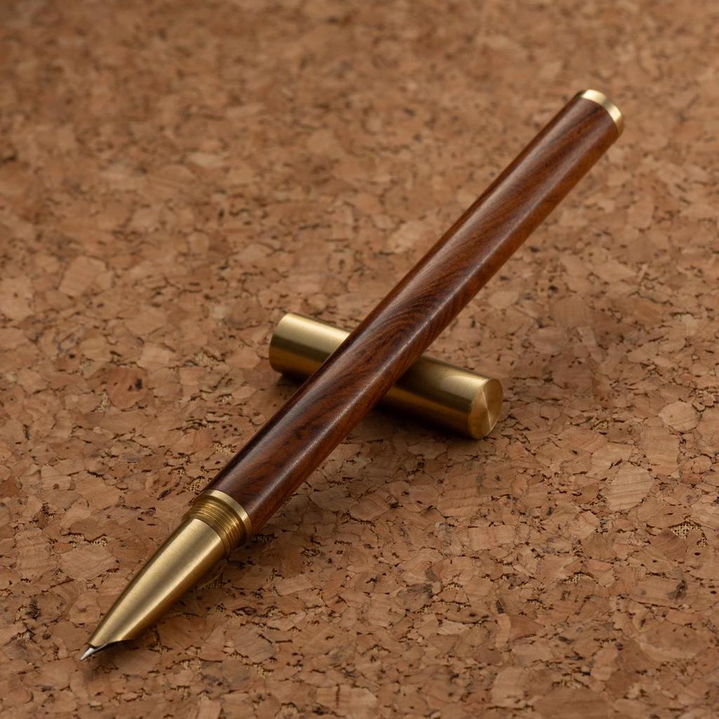 Rosewood Ebony Ink Cartridge Fountain Pen with Dark Tip for Calligraphy Practice