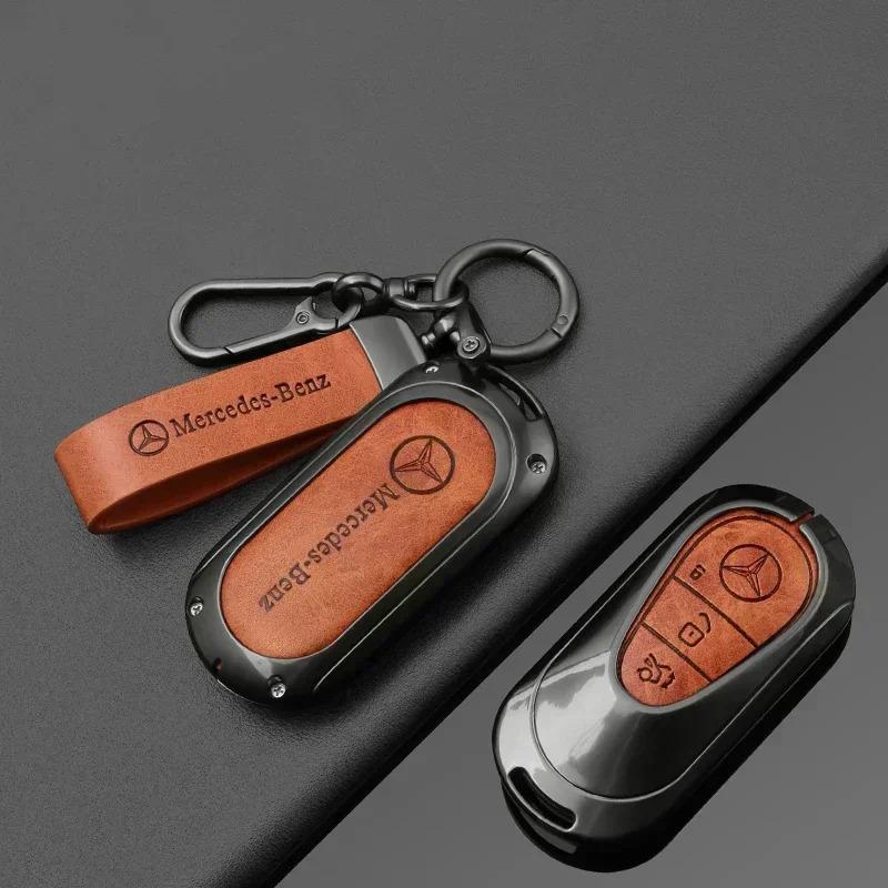 AXX2 Leather Car Key Case Cover Shell Holder Bag For Mercedes Benz 2022 C S Class W206 W223 S350 C260 C300 S400 S450 S500 Accessories