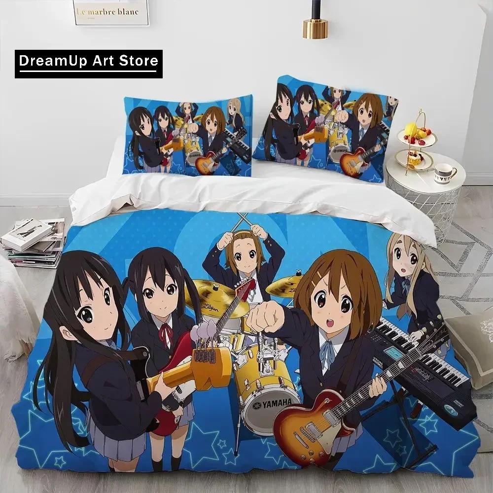 3D K-ON Мультяшный Милый Лолита Кавайные Девочки Комплект Постельного Белья Одеяло, Пододеяльник Комплект Постельного Белья Покрывало Наволочка, Комплект Постельного Белья размера Квин