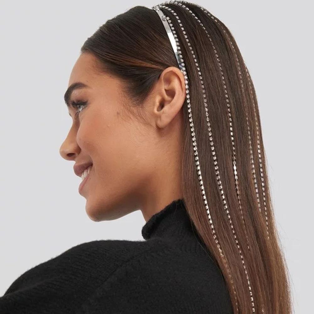 Rhinestone Headband Long Fringed Rhinestone Hair Chain Headband Street Shot Trendy Personalized Hair Accessories