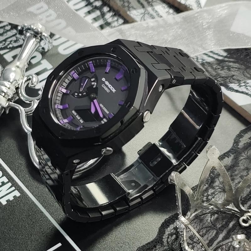 Casio Мужские часы с ЖК-дисплеем и аналоговым двойным дисплеем, серия 44 мм, черные, GA-2100SKE-7A(Watch3--)