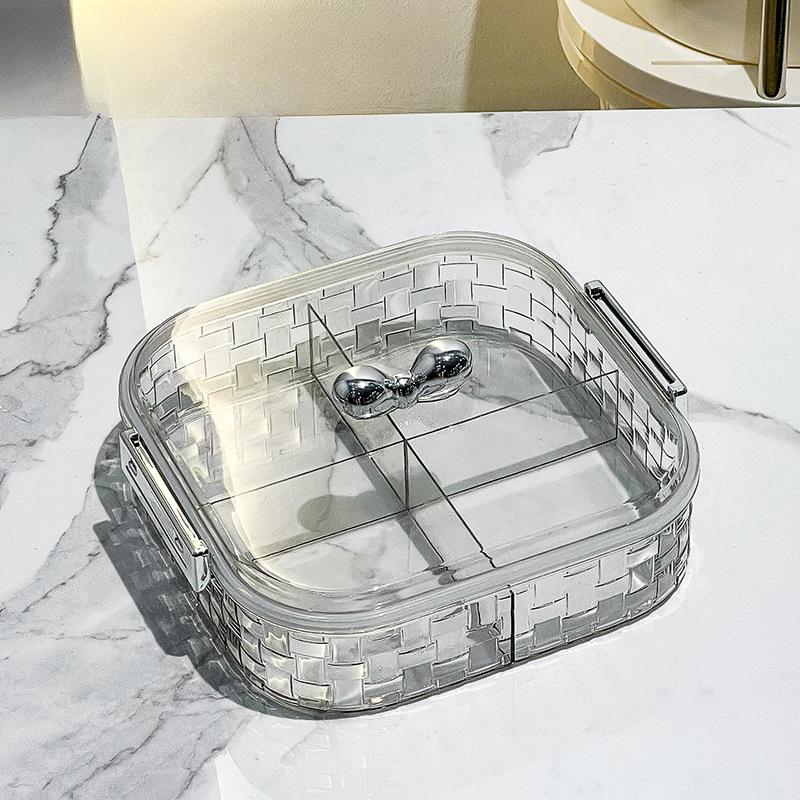 Light Luxury Rotary Sealed Fruit Tray Home Living Room Chinese New Year Dried Fruit Storage Box Candy Tray High-end Snack Placing Tray