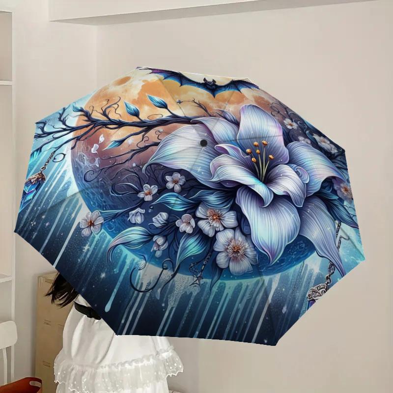 1pc Moonlit Fantasy Blossom Umbrella with Plastic Handle,Suitable for All Seasons Home Travel Outdoor UmbrellaDD1547