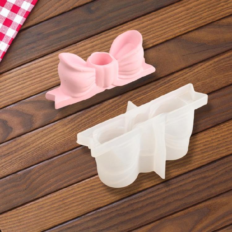 DIY Форма для бетонной подсвечника-бабочки Силиконовые формы 3D Банты Форма для подсвечника Товары для рукоделия Формы для литья