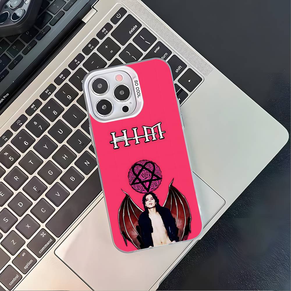 H-HIM Группа V-Ville V-Valo Для iPhone 17,16,15,14,13,12,11,Mini,Pro,E,SE4,XS,MAX Белый Ударопрочный Конфетный Матовый Чехол