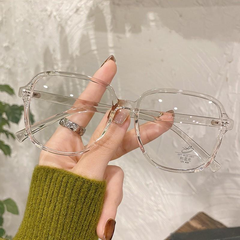Large Square Frame Myopia Glasses Oversized Transparent Women'S Nearsighted Glasses Ladies Retro Blue Light Blocking Eyeglasses