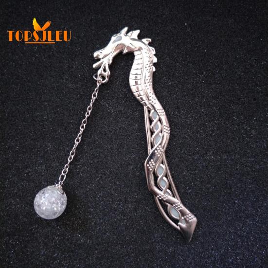 Закладка в винтажном стиле, дизайн металлического дракона, светящиеся бусины, устойчивая к выцветанию, легко чистящаяся закладка